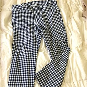 Navy and white checkered long straight pants